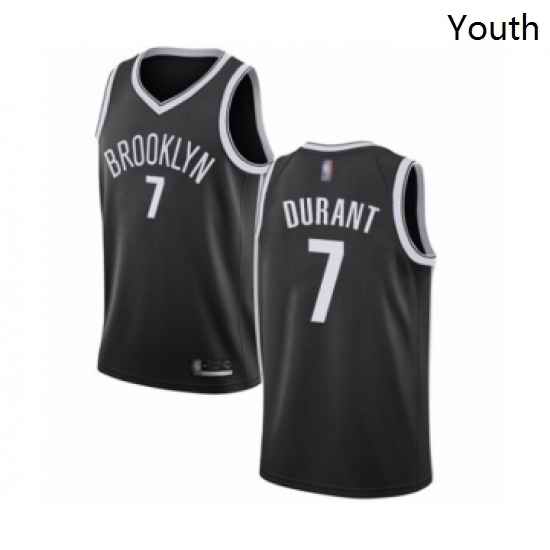 Youth Brooklyn Nets 7 Kevin Durant Authentic Black Basketball Jersey Icon Edition